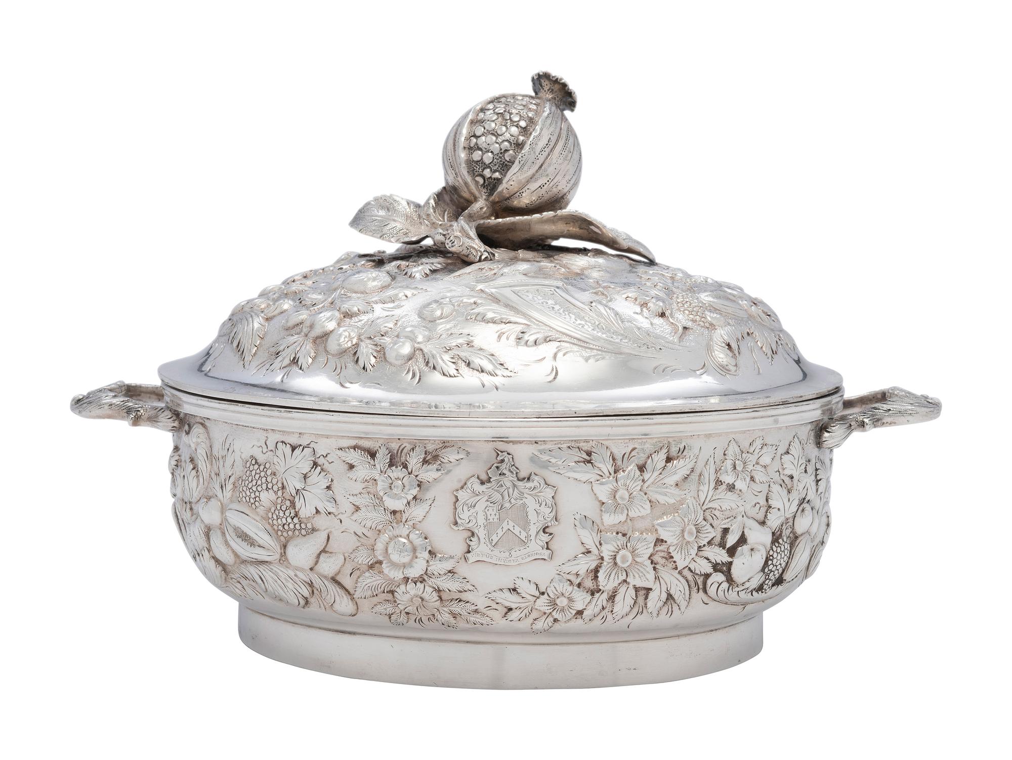 A Silver Repousse Lidded Serving Dish