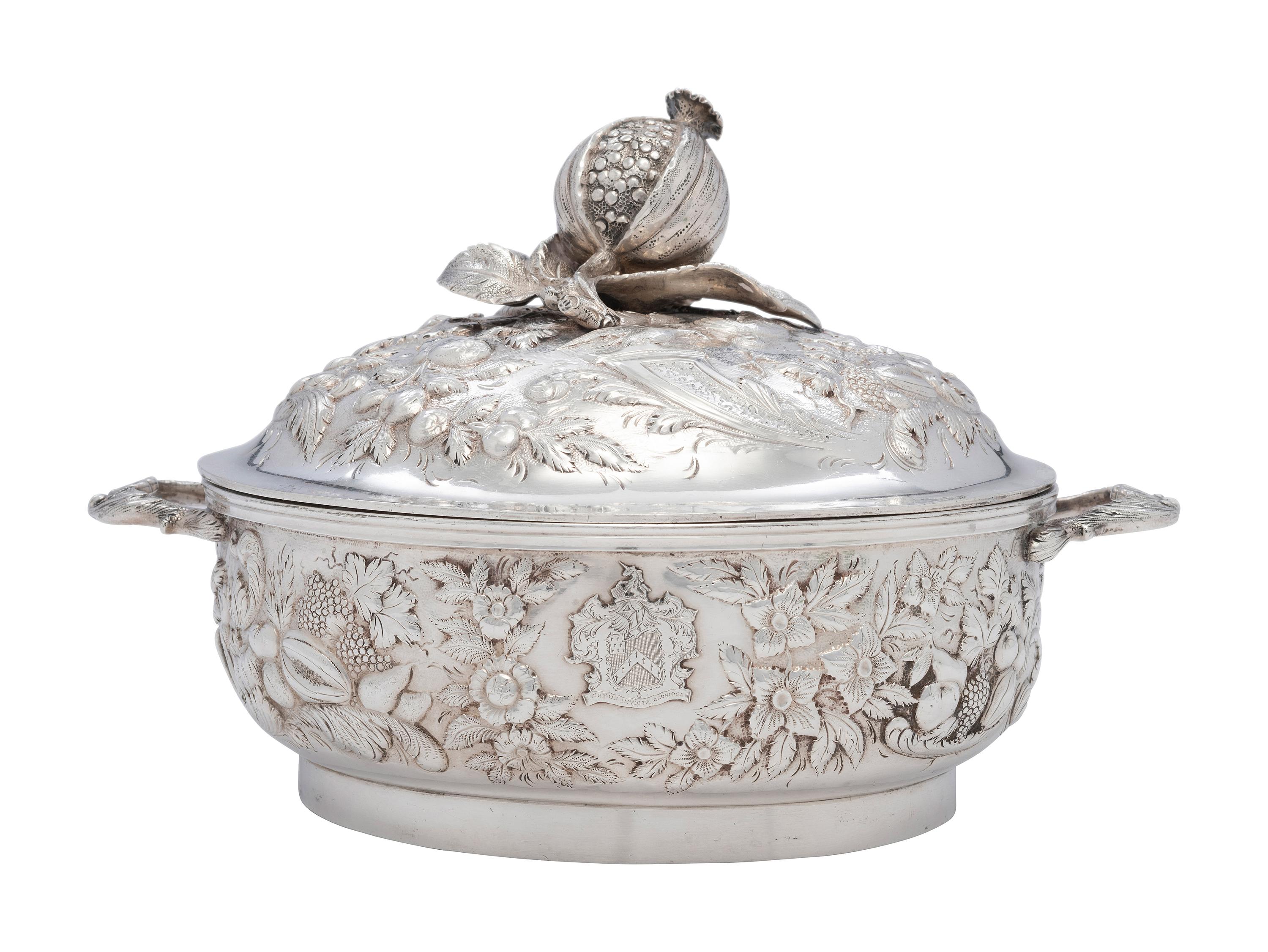A Silver Repousse Lidded Serving Dish