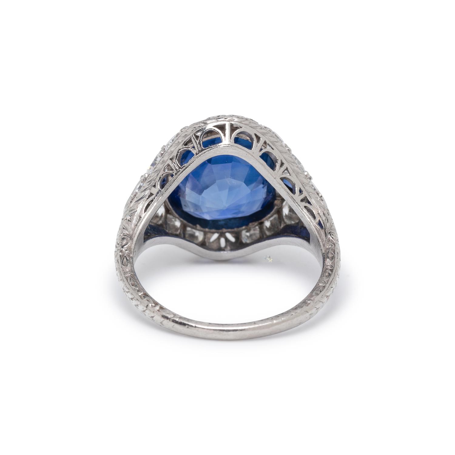 MARCUS & CO., CEYLON SAPPHIRE AND DIAMOND RING