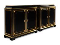 A Pair of Custom Gilt Bronze Mounted Ebonized Cabinets