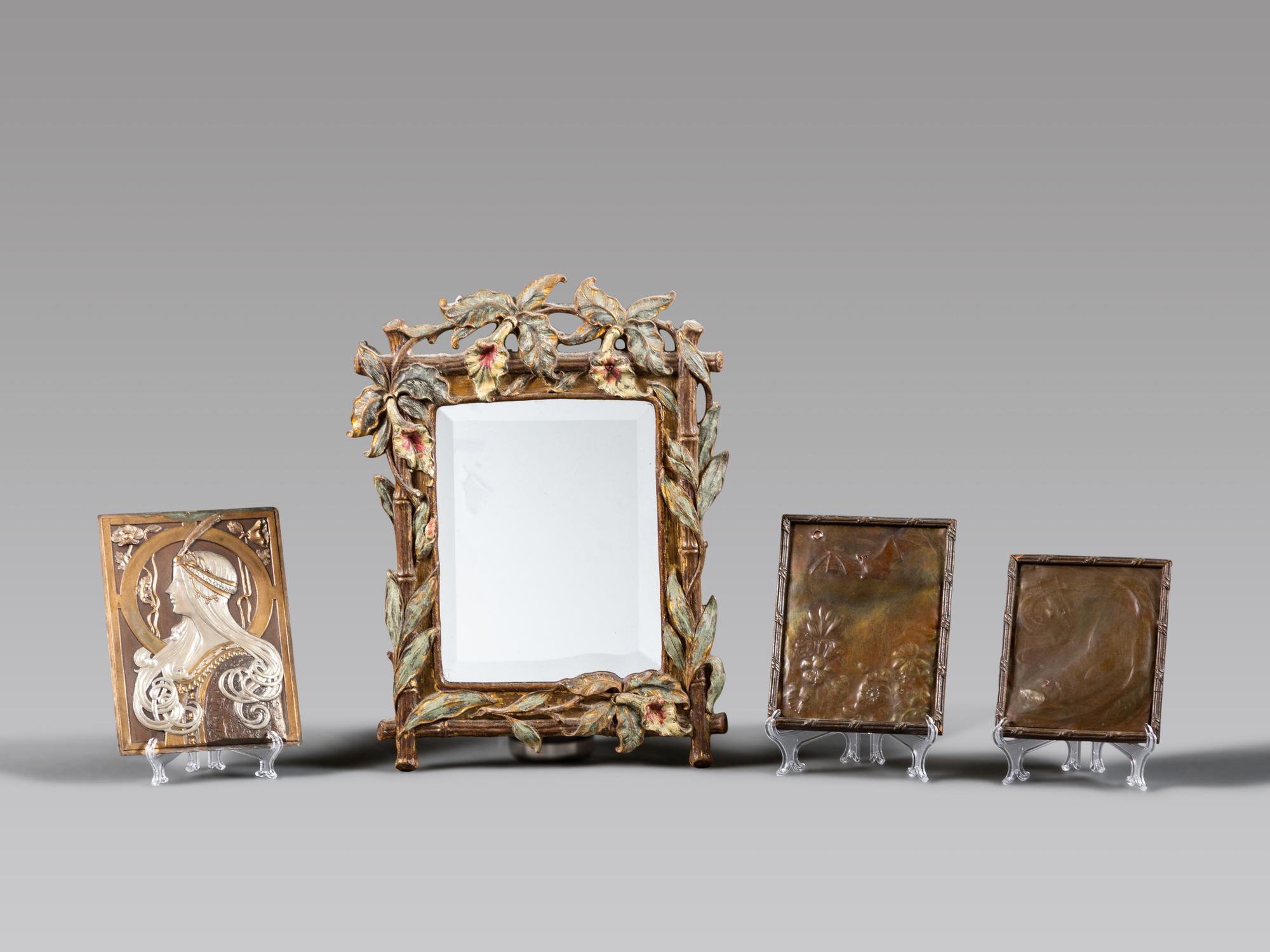 Three Art Nouveau Repoussé Metal Wall Plaques