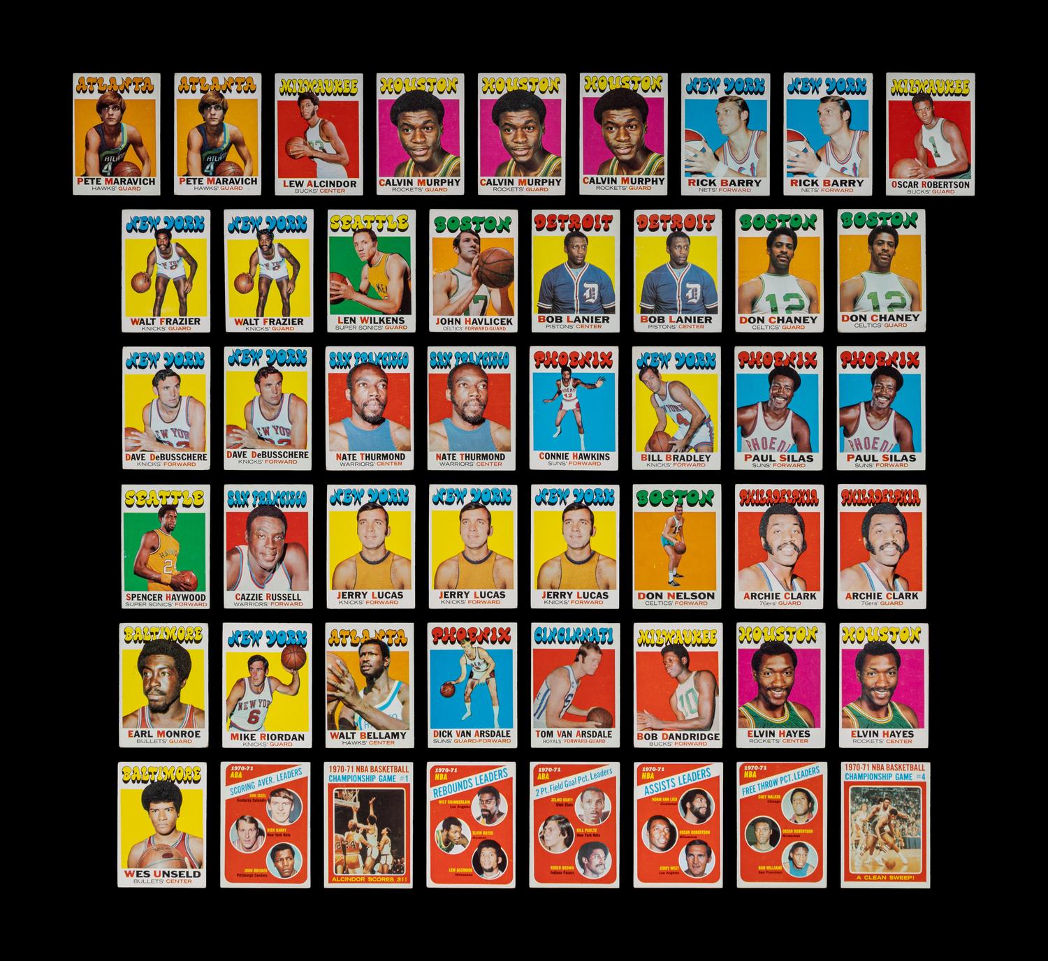 A Group of 1971-72 Topps Basketball Cards Including Two Rick Barry Rookies and Multiple Hall of Famers