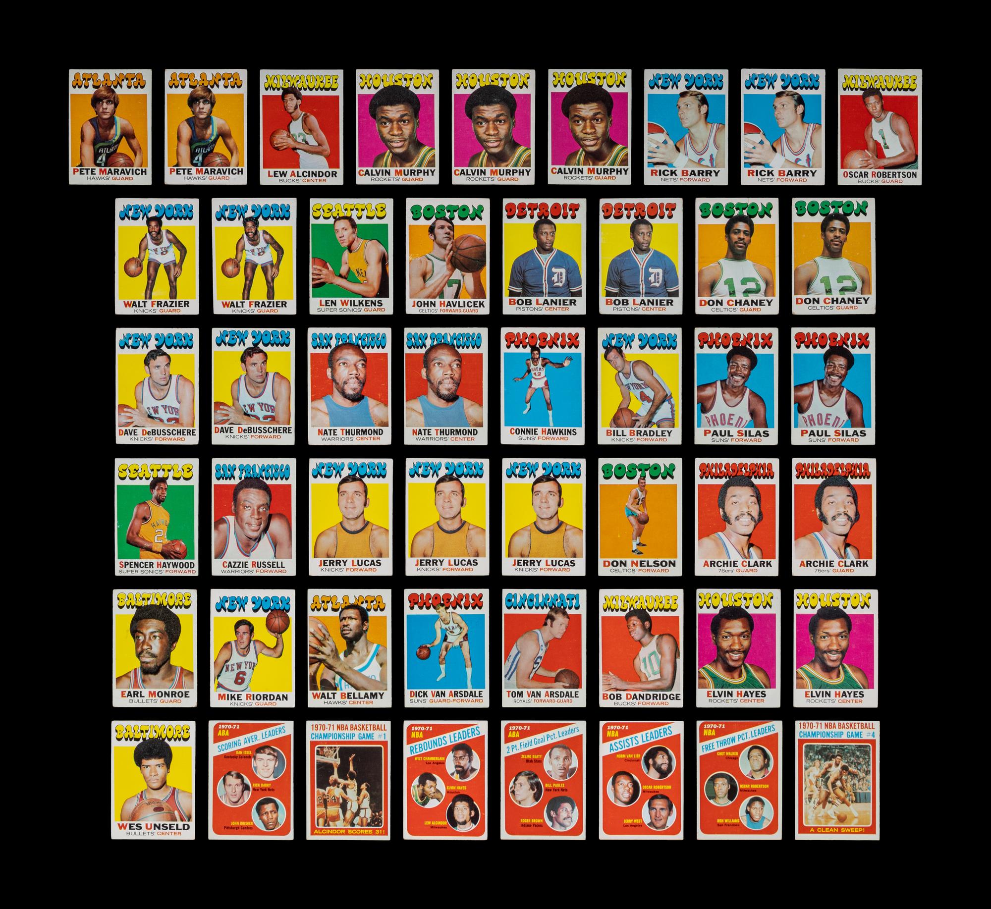 A Group of 1971-72 Topps Basketball Cards Including Two Rick Barry Rookies and Multiple Hall of Famers