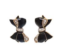 A Pair of Bicolor Gold, Diamond and Enamel Bow Earrings, Verdura,