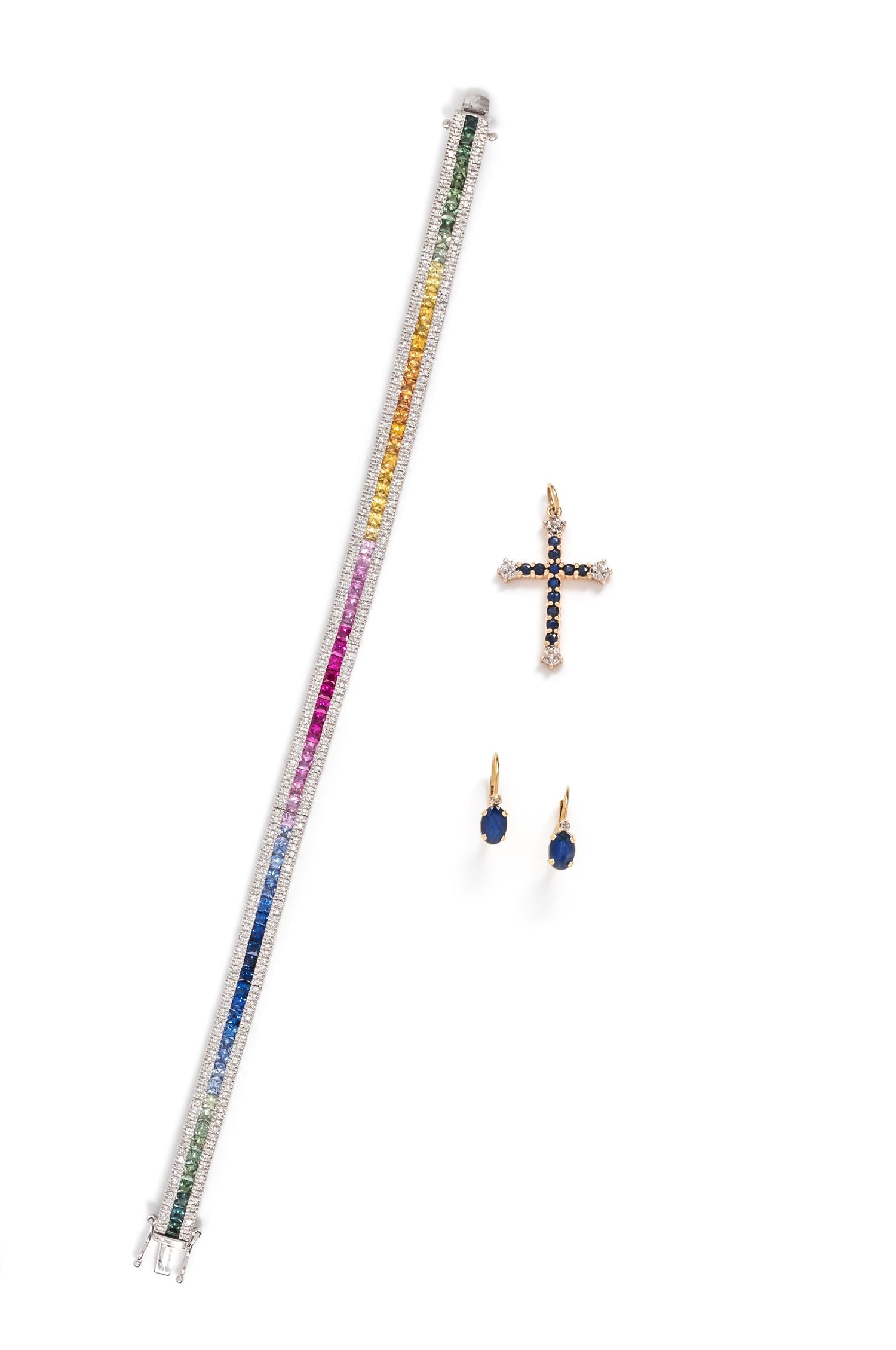 COLLECTION OF SAPPHIRE AND DIAMOND JEWELRY