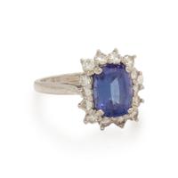 TANZANITE AND DIAMOND RING