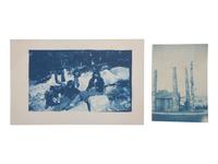 [NATIVE AMERICANS]. 8 photographs, incl. cyanotype of Native Americans attributed to Edward CURTIS.