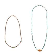 Two Egyptian Carnelian, Bead, and Faience Necklaces
