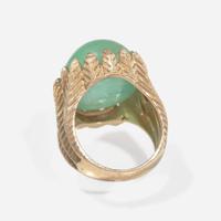 A 14K Yellow Gold and Cabochon Emerald Ring