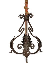 A Pair of Venetian Giltwood and Red-Painted Gondola Lanterns