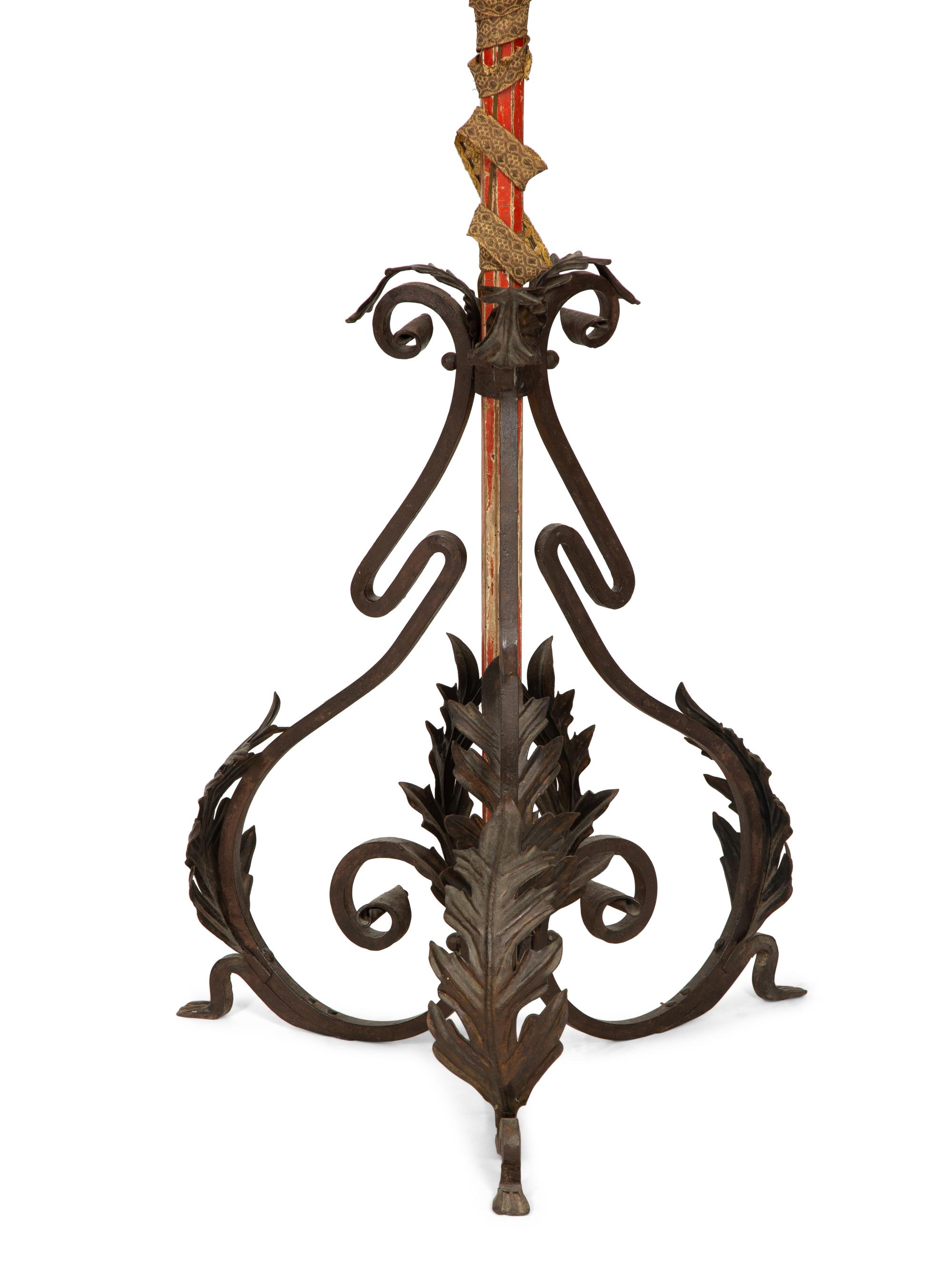 A Pair of Venetian Giltwood and Red-Painted Gondola Lanterns