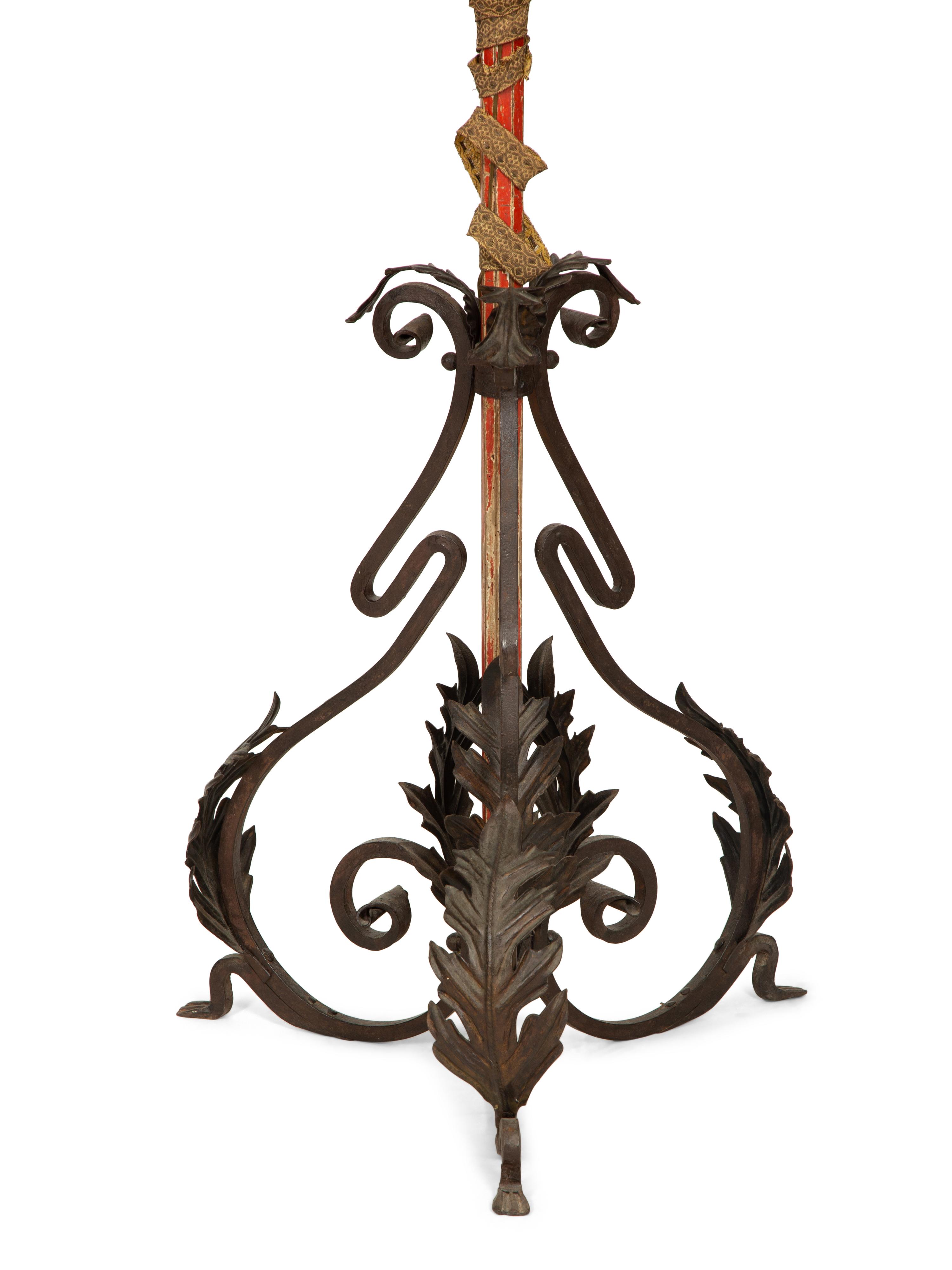 A Pair of Venetian Giltwood and Red-Painted Gondola Lanterns