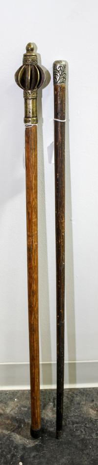 A Group of Two Canes Length of longest 35 1/4 inches.