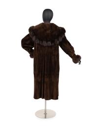 Unlabeled Sheared Mink Coat Trimmed with Fox, 1980-90s
