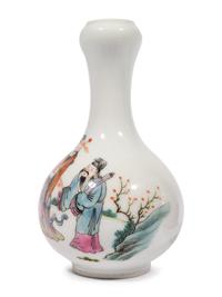 A Pair of Chinese Famille Rose Porcelain Bottle Vases