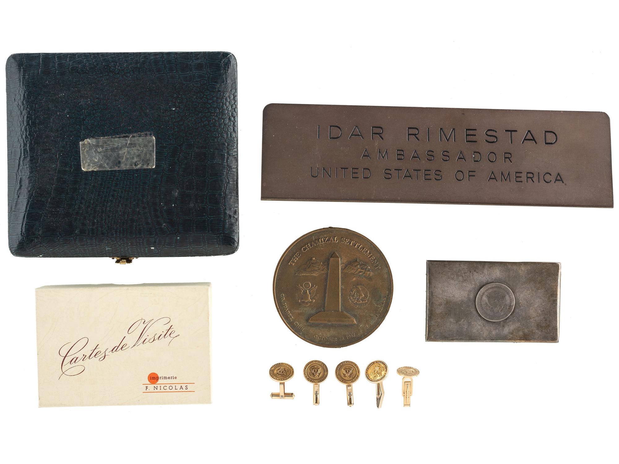[JOHNSON, Lyndon B. (1908-1973).] A group of political items associated with the administration of President Lyndon B. Johnson and highlighted by a Tiffany & Co. box with presidential seal.