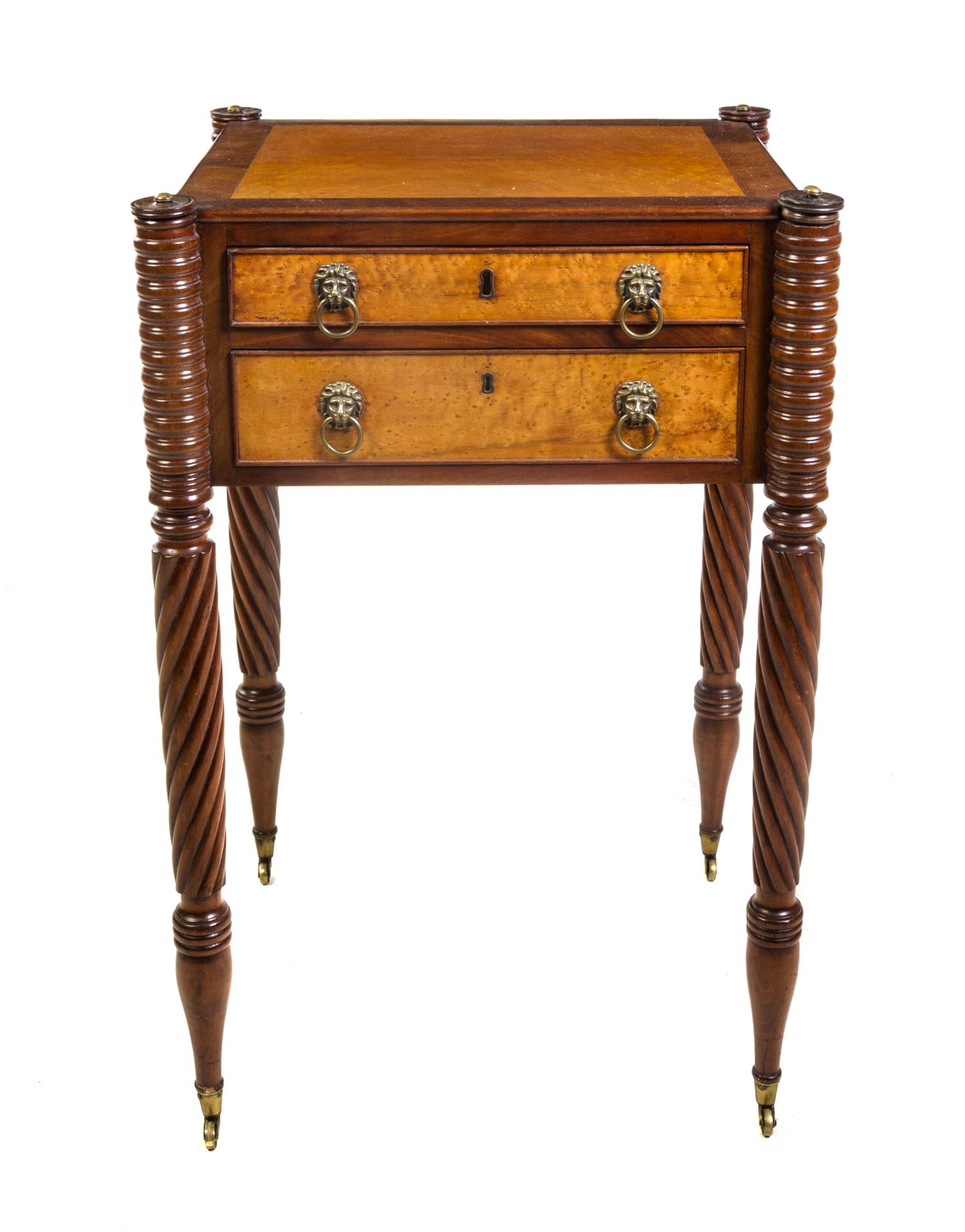A Federal Mahogany and Maple Work Table Height 30 1/2 x width 20 1/2 x depth 18 1/4 inches. — 19TH CENTURY