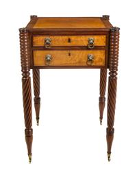 A Federal Mahogany and Maple Work Table Height 30 1/2 x width 20 1/2 x depth 18 1/4 inches. — 19TH CENTURY