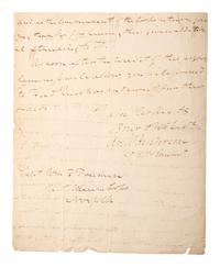 [US MARINE CORPS]. HENDERSON, Archibald (1783-1859). Autograph letter signed ("Archd Henderson Lt. Col. Commt."), regarding the bravery of Captain William H. Freeman. "Head Quarters of the Marine Corps," Washington, DC, 3 December 1822.