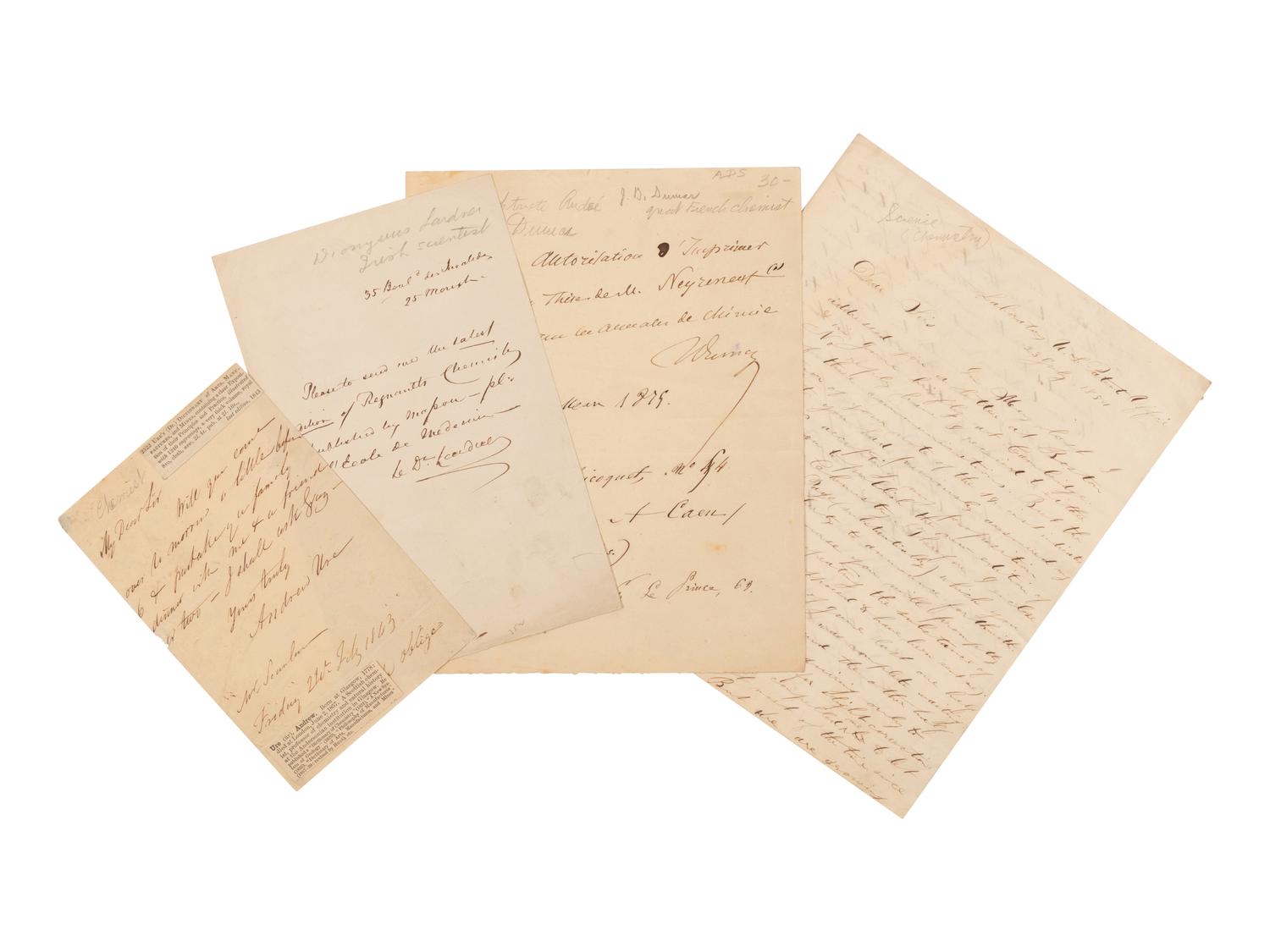 [NATURAL HISTORY - SCIENTISTS & MATHEMATICIANS]. An archive of autograph letters, signatures, and printed material including: