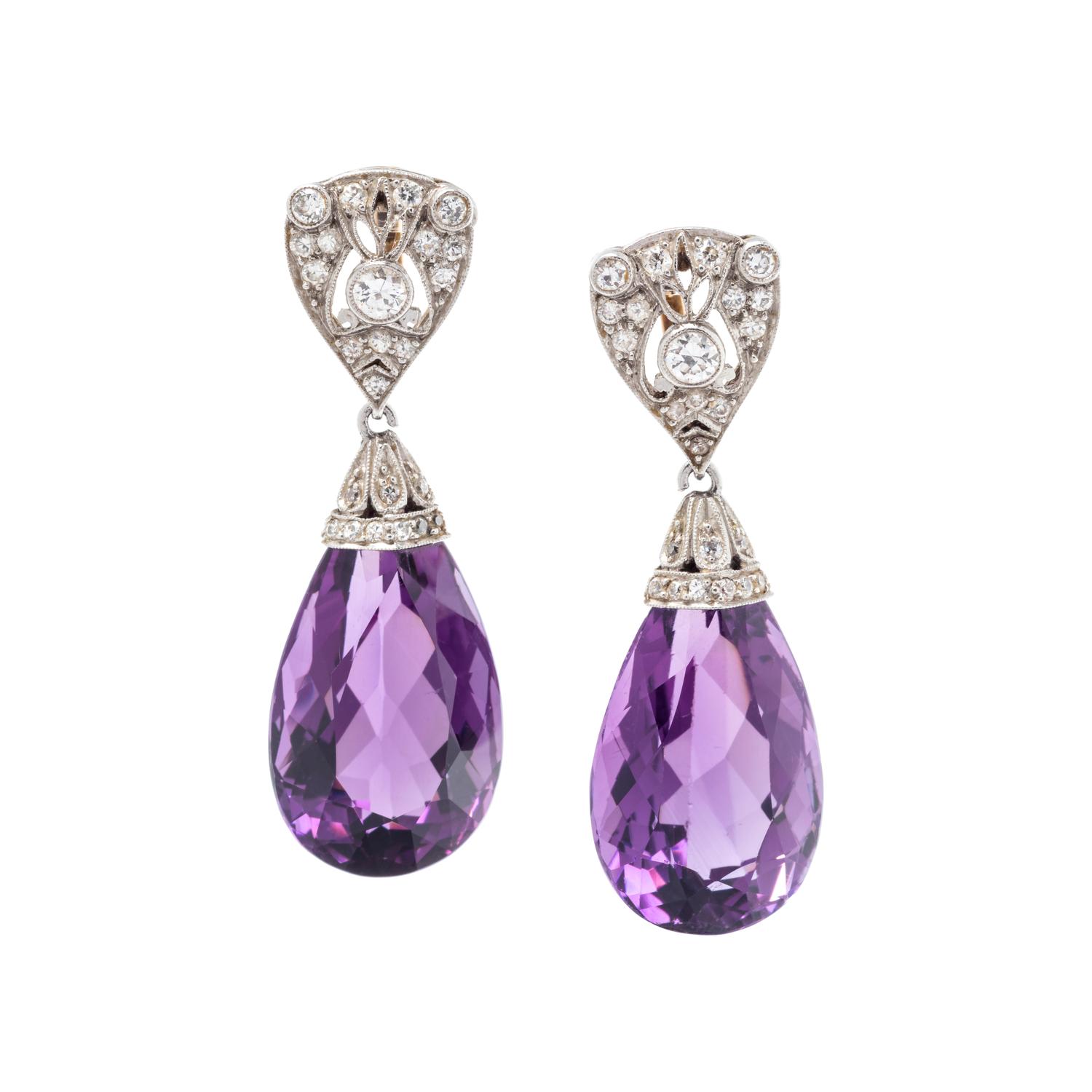 AMETHYST AND DIAMOND EARRINGS
