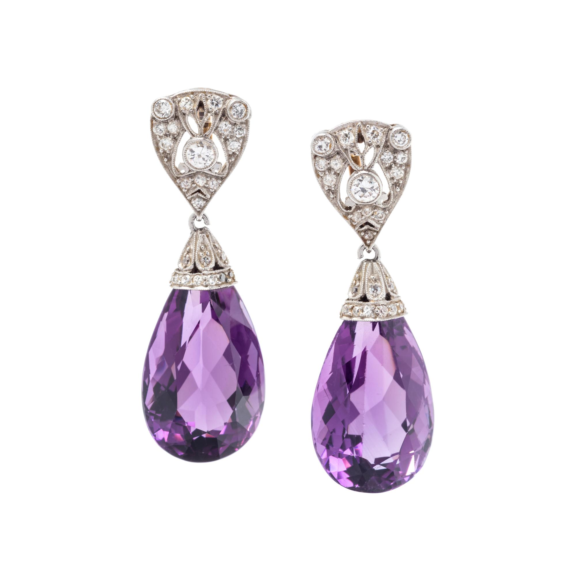 AMETHYST AND DIAMOND EARRINGS