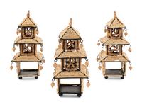 A Set of Eight Beaded Pagoda Napkin Rings