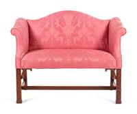 A George III Style Diminutive Camelback Settee