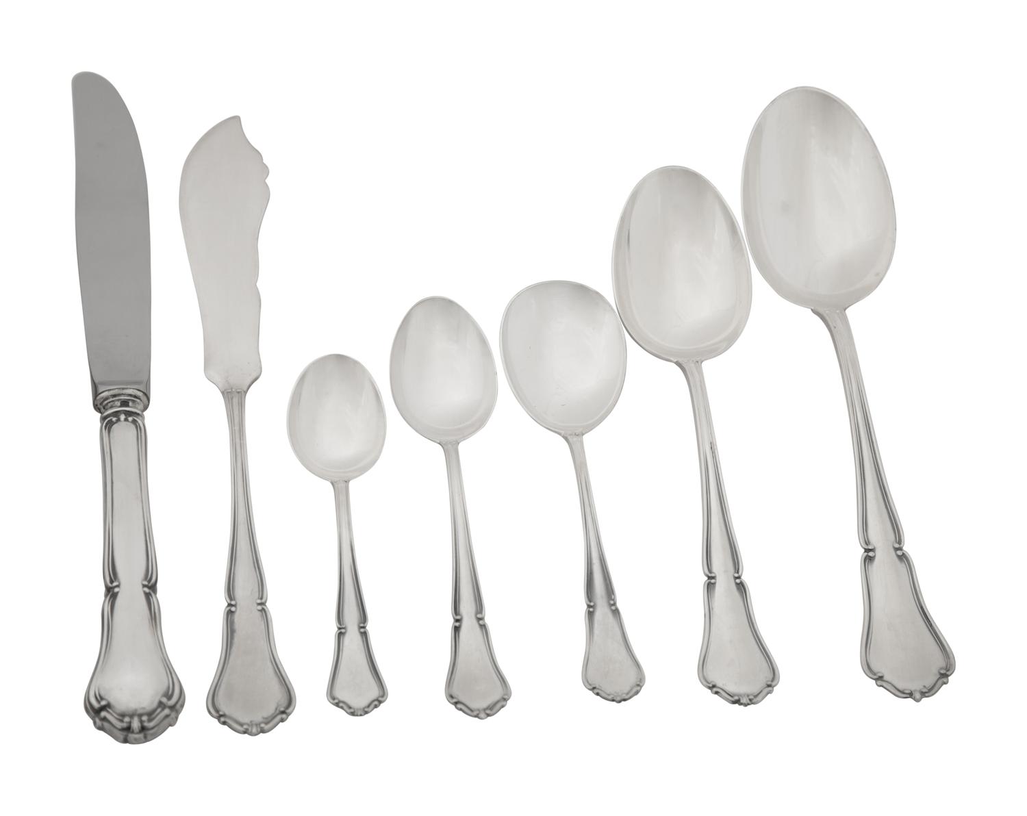 A Peruvian Silver Flatware Service