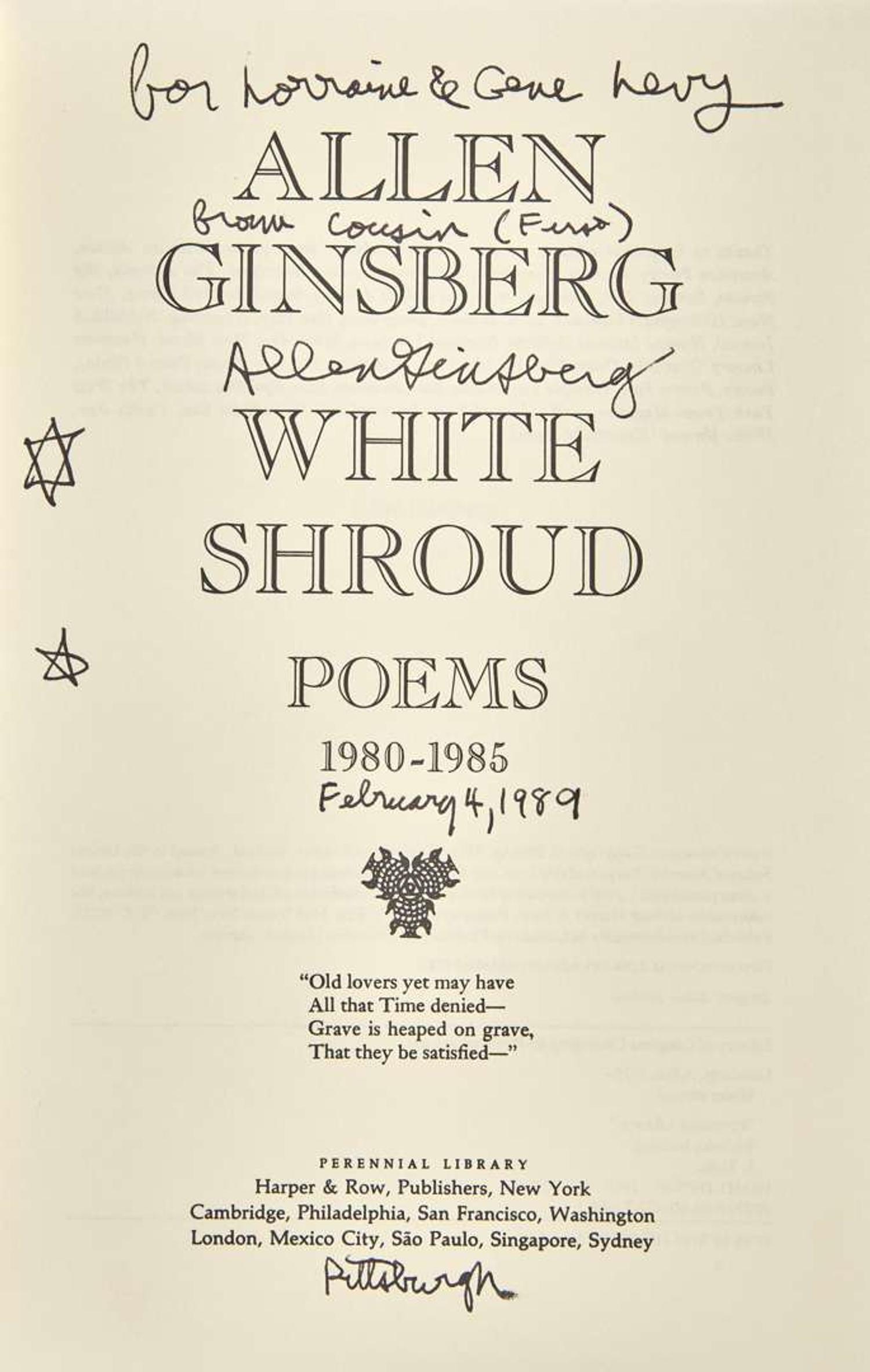 [Literature] Ginsberg, Allen: Group of Two Presentation Copies