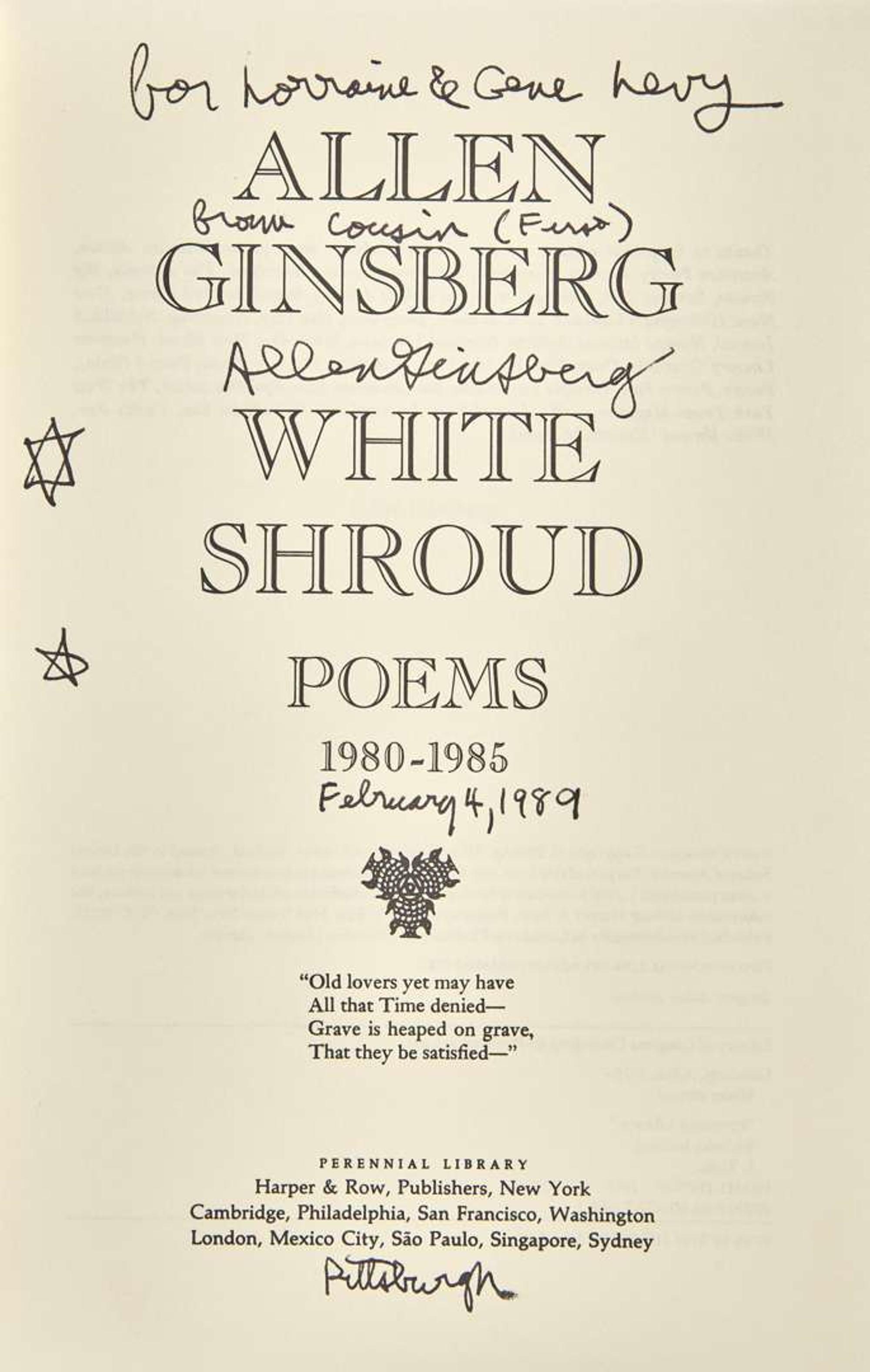 [Literature] Ginsberg, Allen: Group of Two Presentation Copies