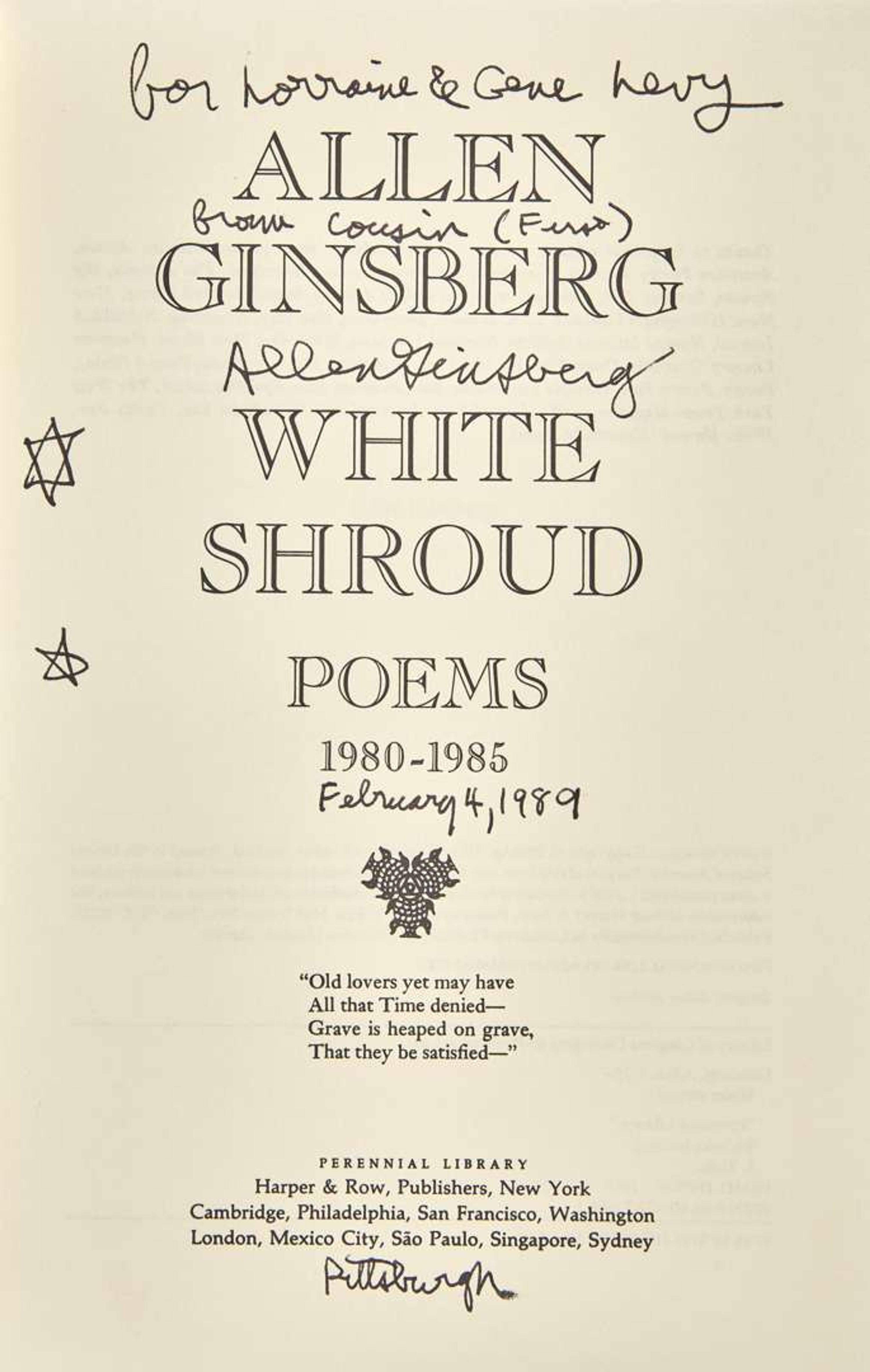 [Literature] Ginsberg, Allen: Group of Two Presentation Copies