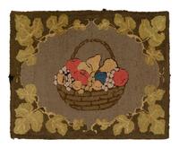 SENT TO COWANS: A Fruit Basket and Vine Hooked Rug