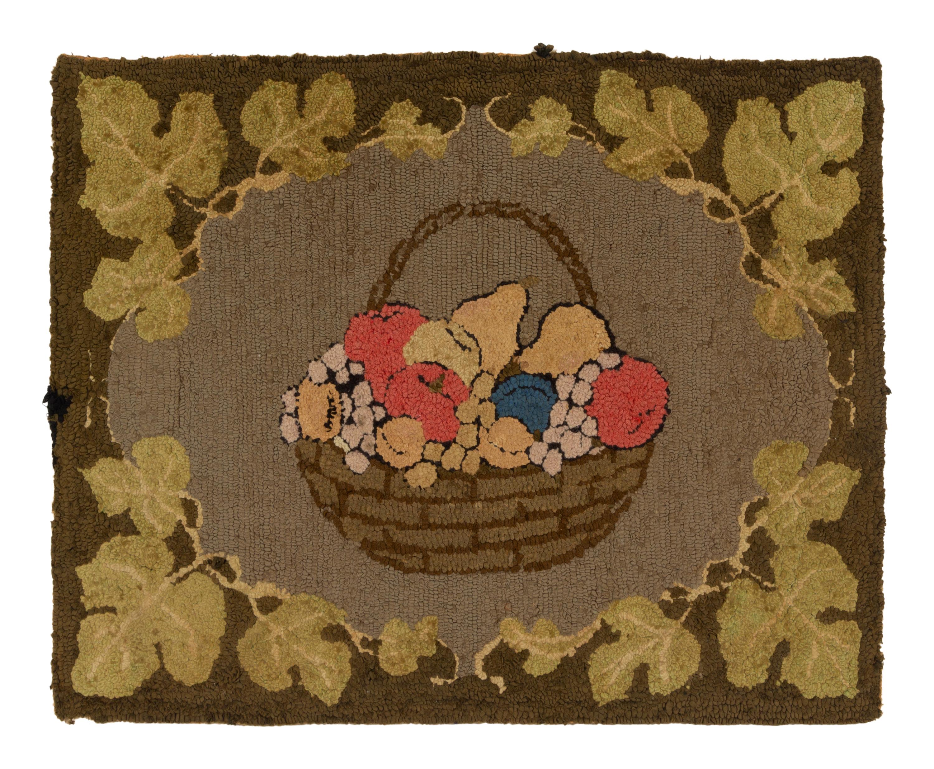 SENT TO COWANS: A Fruit Basket and Vine Hooked Rug