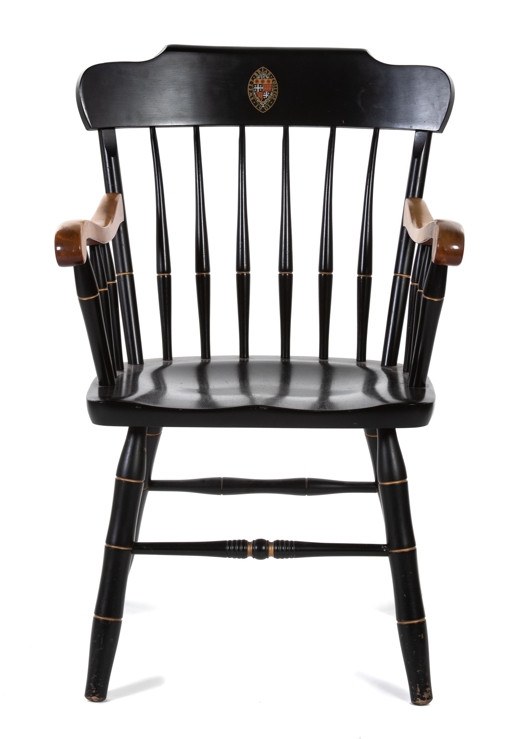 A Sweet Briar College Stenciled and Ebonized Armchair