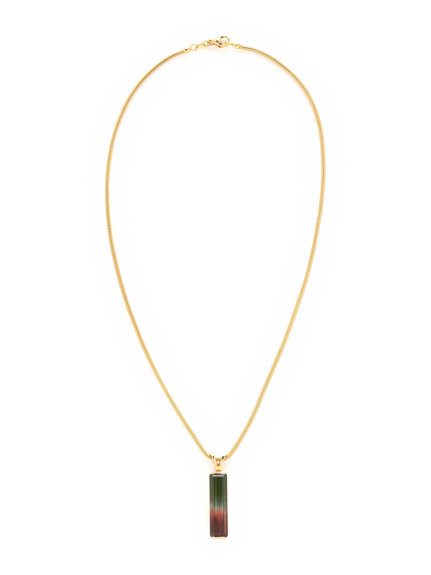 WATERMELON TOURMALINE AND YELLOW GOLD PENDANT/NECKLACE