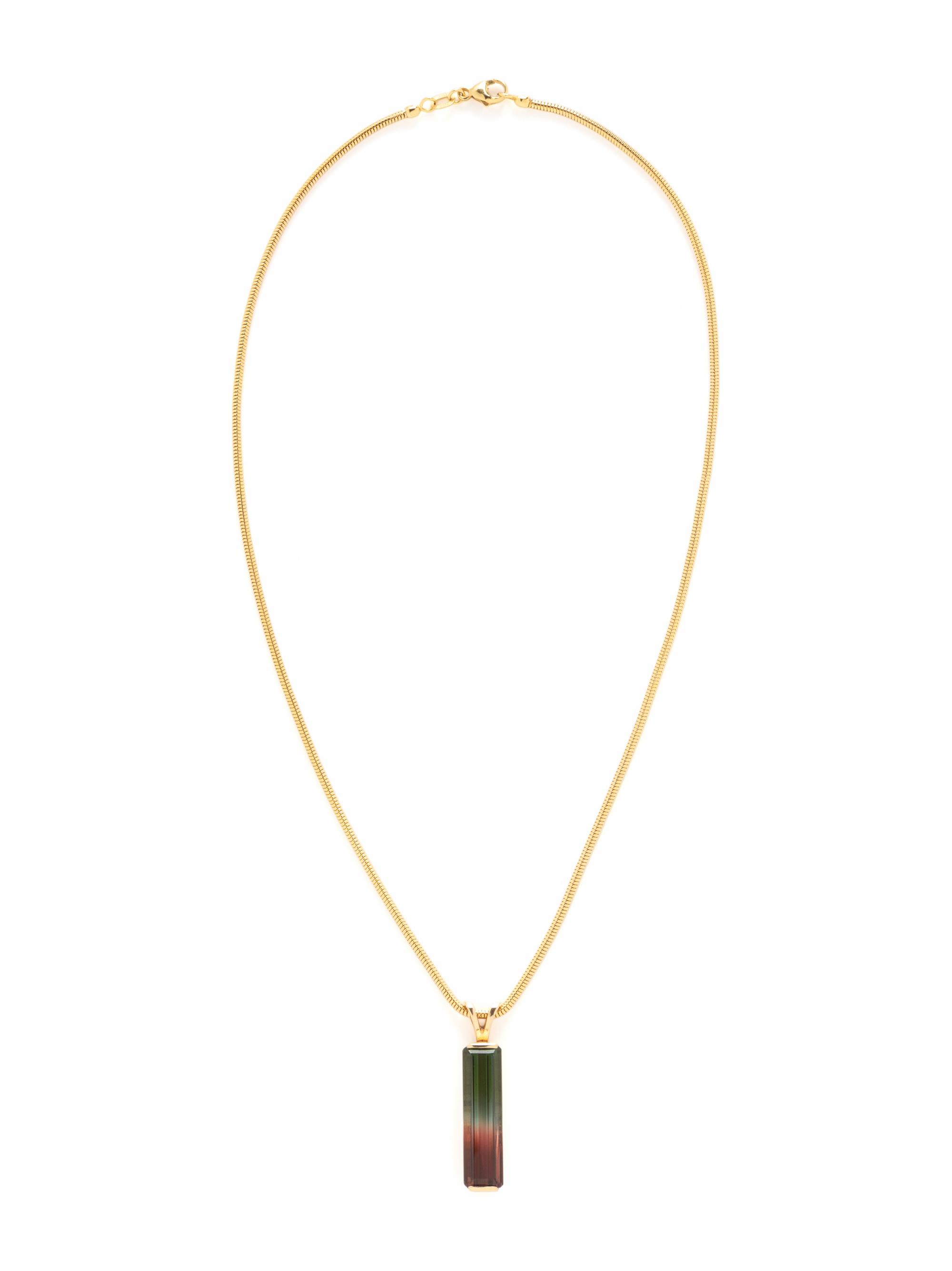 WATERMELON TOURMALINE AND YELLOW GOLD PENDANT/NECKLACE