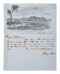 [LIBERIA] -- [CIVIL WAR]. Cape Palmas in 1855. - Americo Liberian population 1200 engraved lettersheet. Colonization Office, Baltimore, MD, 3 October 1861.