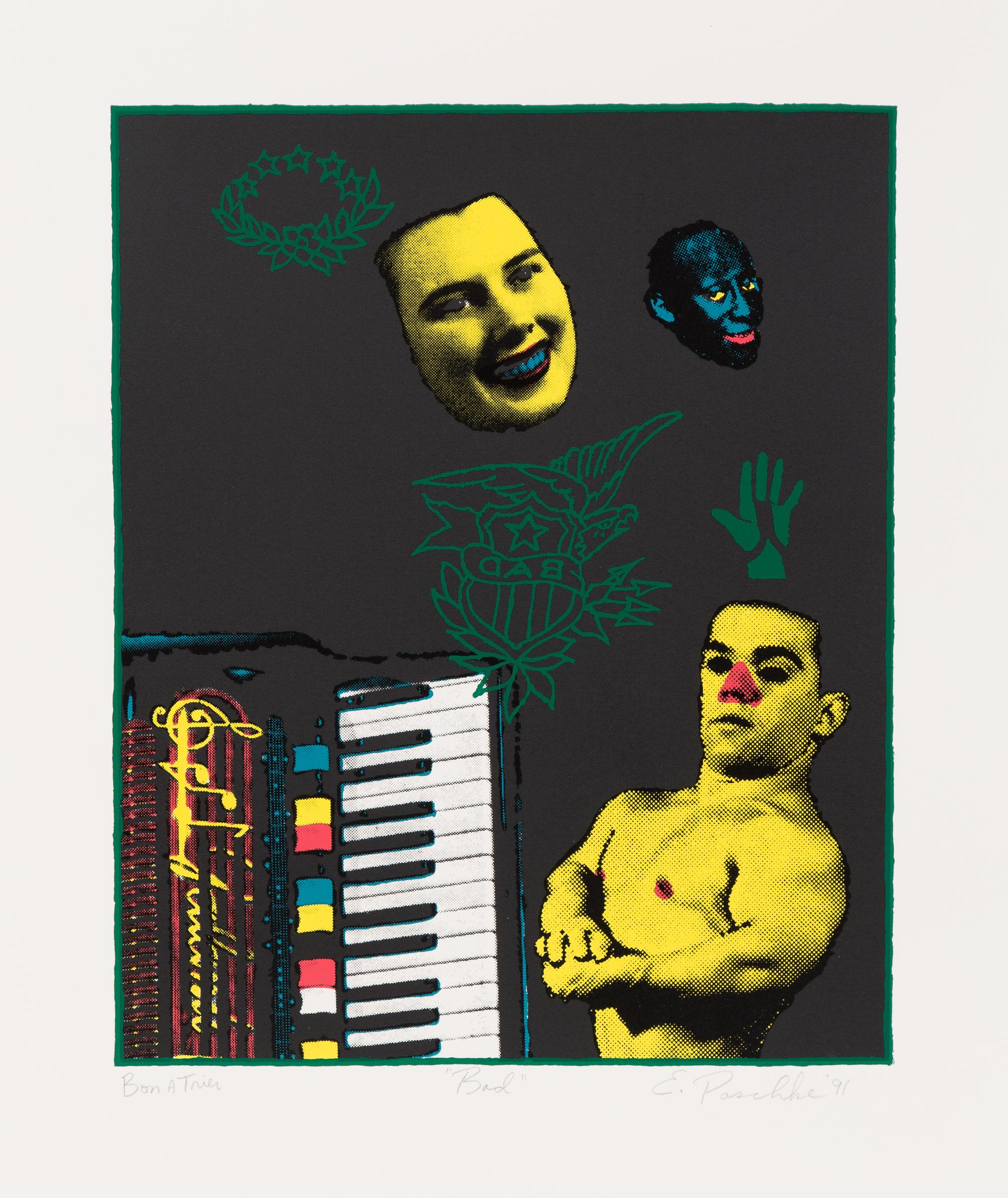 Ed Paschke, (American, 1939-2004), Bad, 1991 (together with text and cover page)