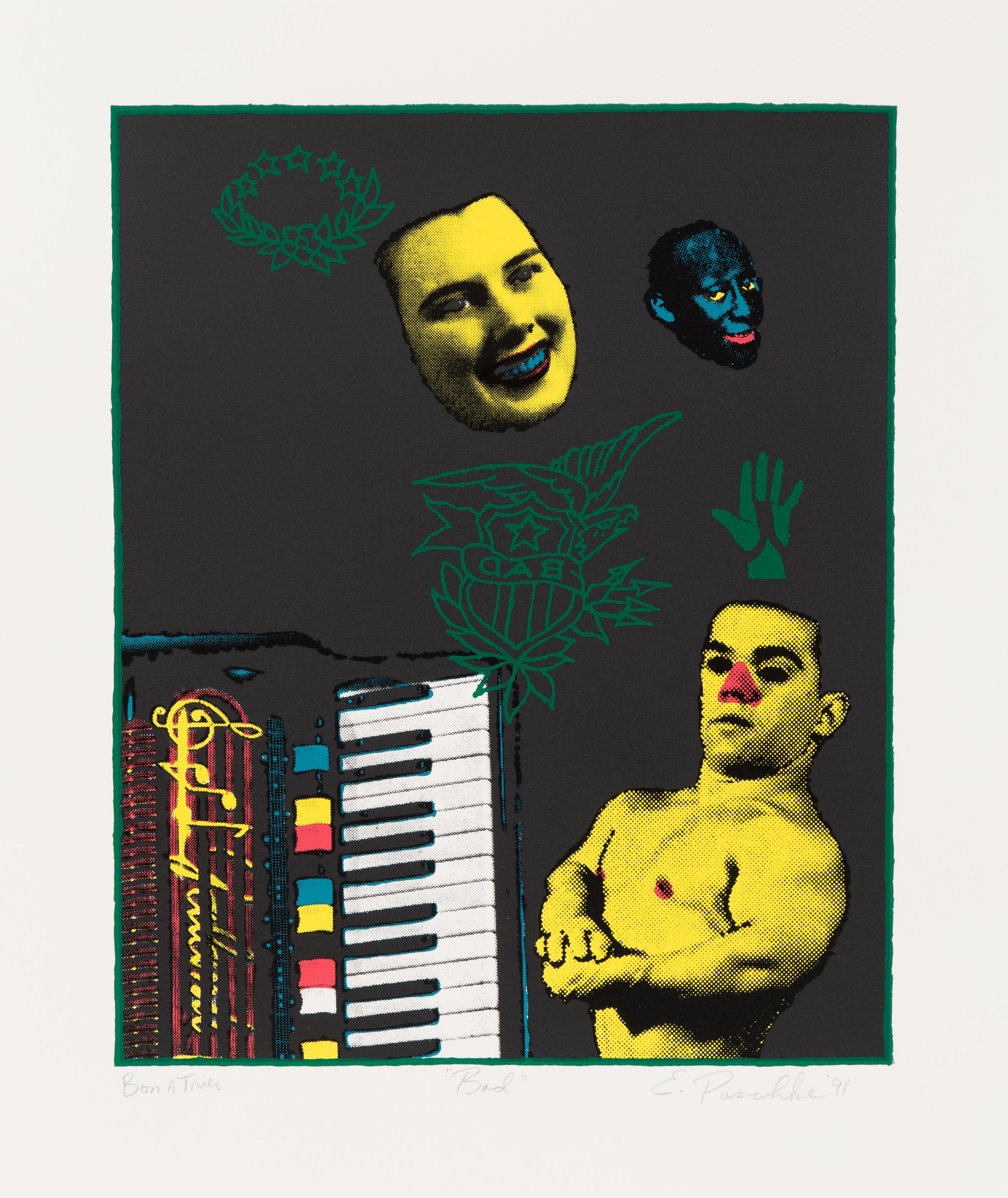 Ed Paschke, (American, 1939-2004), Bad, 1991 (together with text and cover page)