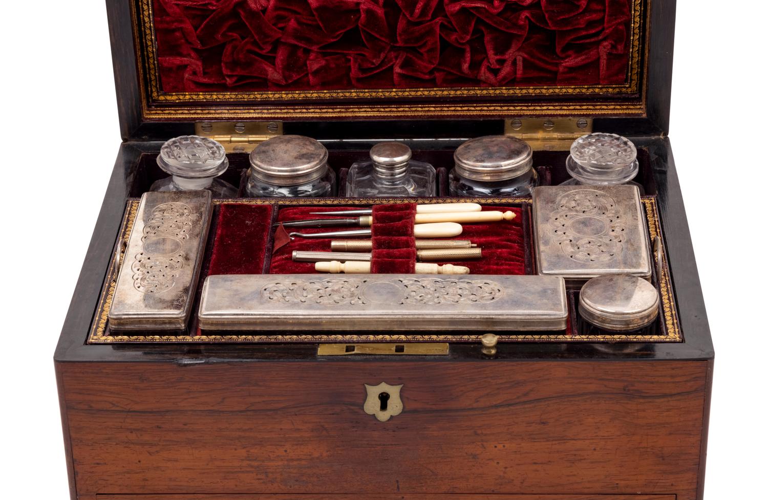 A Victorian Rosewood Dressing Box