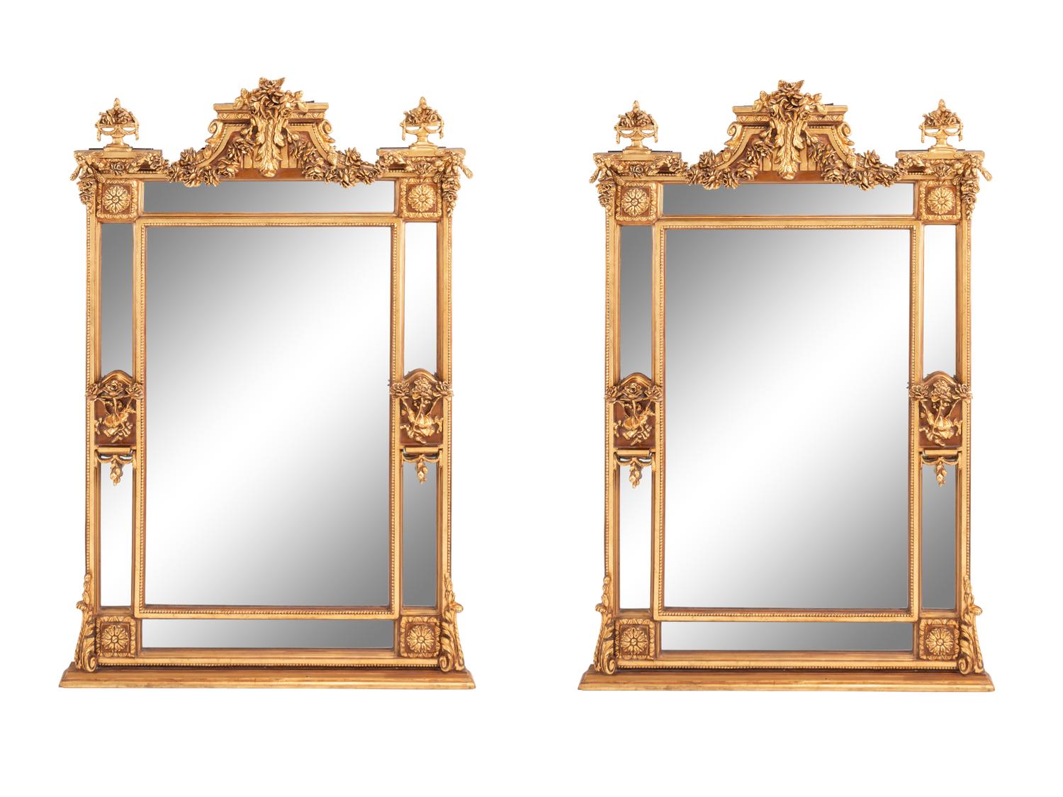 A Pair of Louis XVI Style Gilt Composition Mirrors