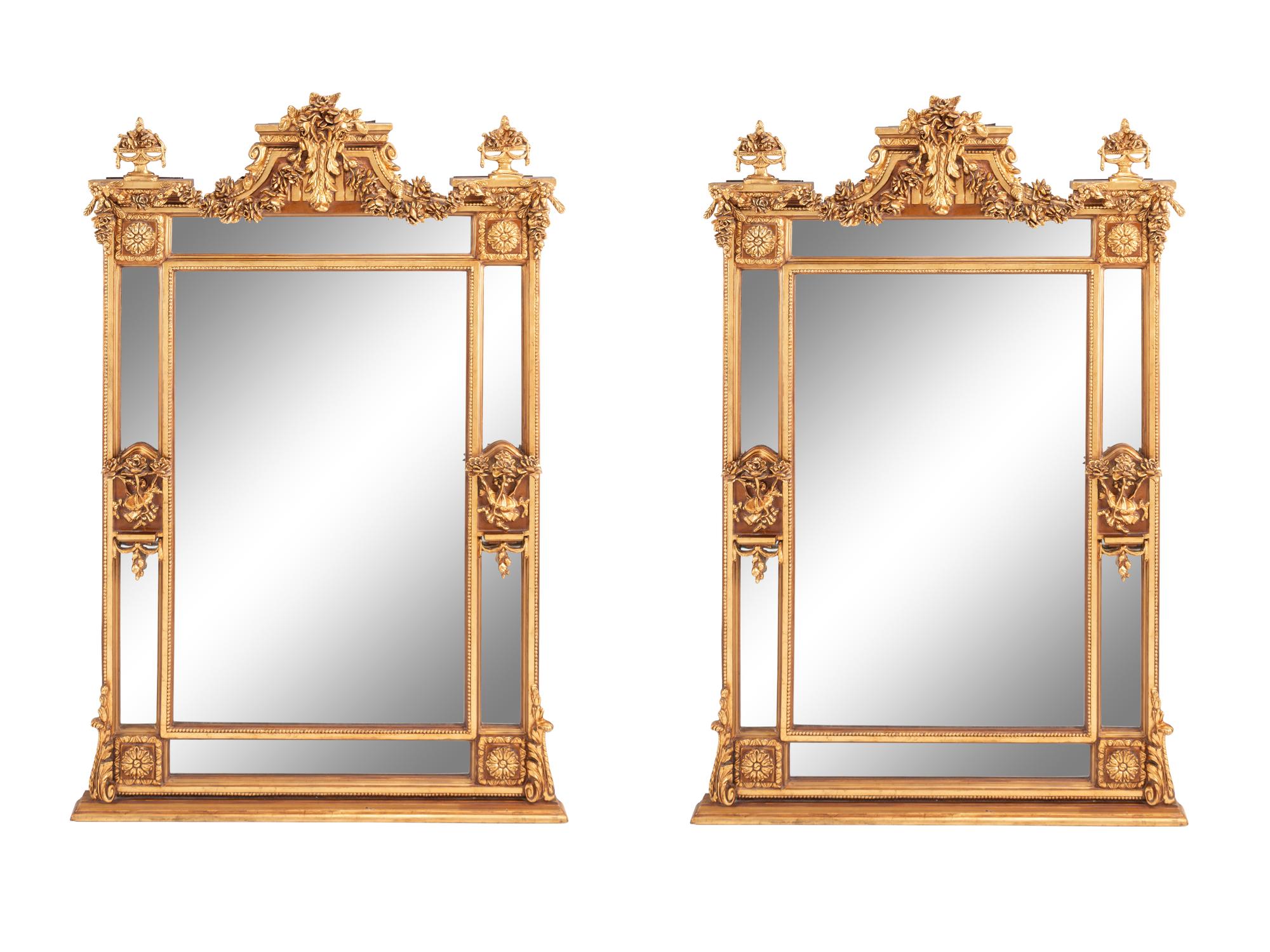 A Pair of Louis XVI Style Gilt Composition Mirrors
