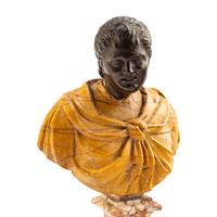 Three Grand Tour Bronze Busts with Marble Bases