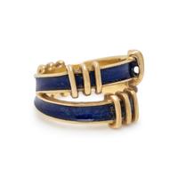 TIFFANY & CO., SCHLUMBERGER, YELLOW GOLD AND BLUE ENAMEL RING