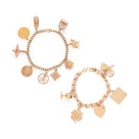 COLLECTION OF YELLOW GOLD CHARM BRACELETS
