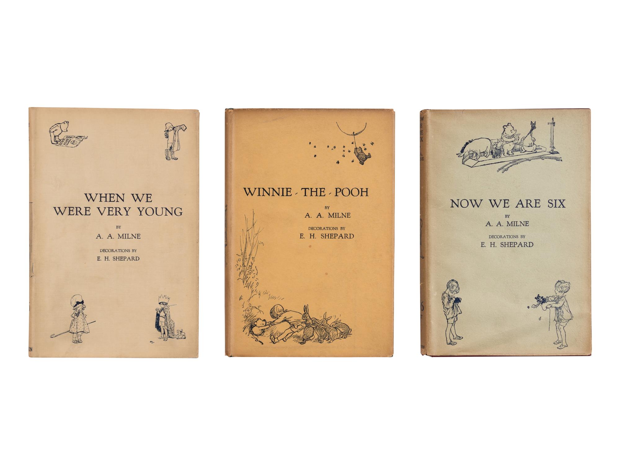 MILNE, Alan Alexander (1882-1956). When We Were Very Young . 1924. -- Winnie-the-Pooh . 1926. -- Now We are Six . 1927. -- All published in London by Methuen & Co.