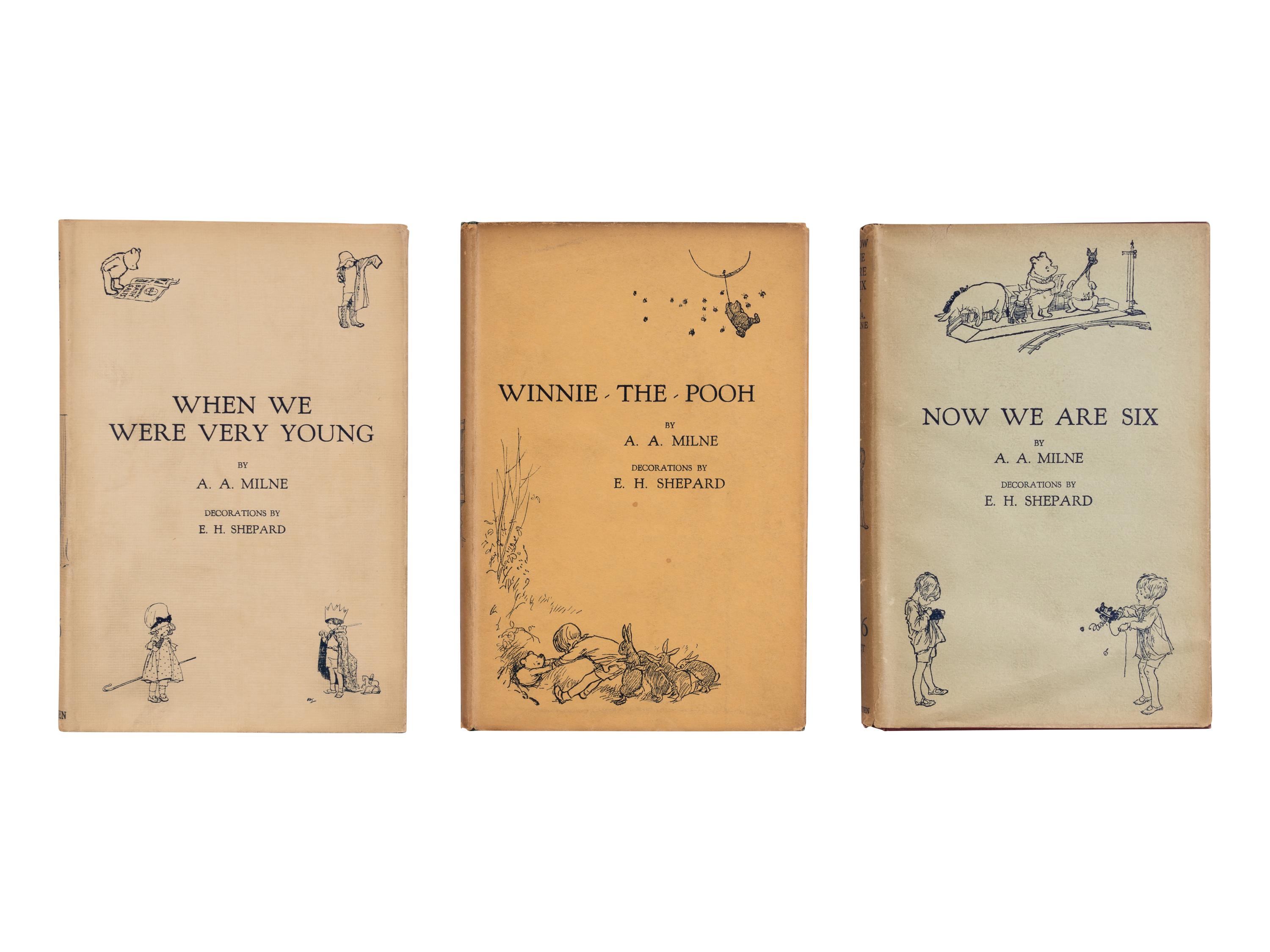 MILNE, Alan Alexander (1882-1956). When We Were Very Young . 1924. -- Winnie-the-Pooh . 1926. -- Now We are Six . 1927. -- All published in London by Methuen & Co.