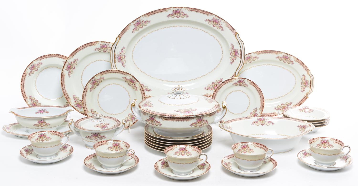 A Partial Set of Noritake Porcelain Dinnerware Diameter of dinner plate 10 inches. — LATE 20TH CENTURY