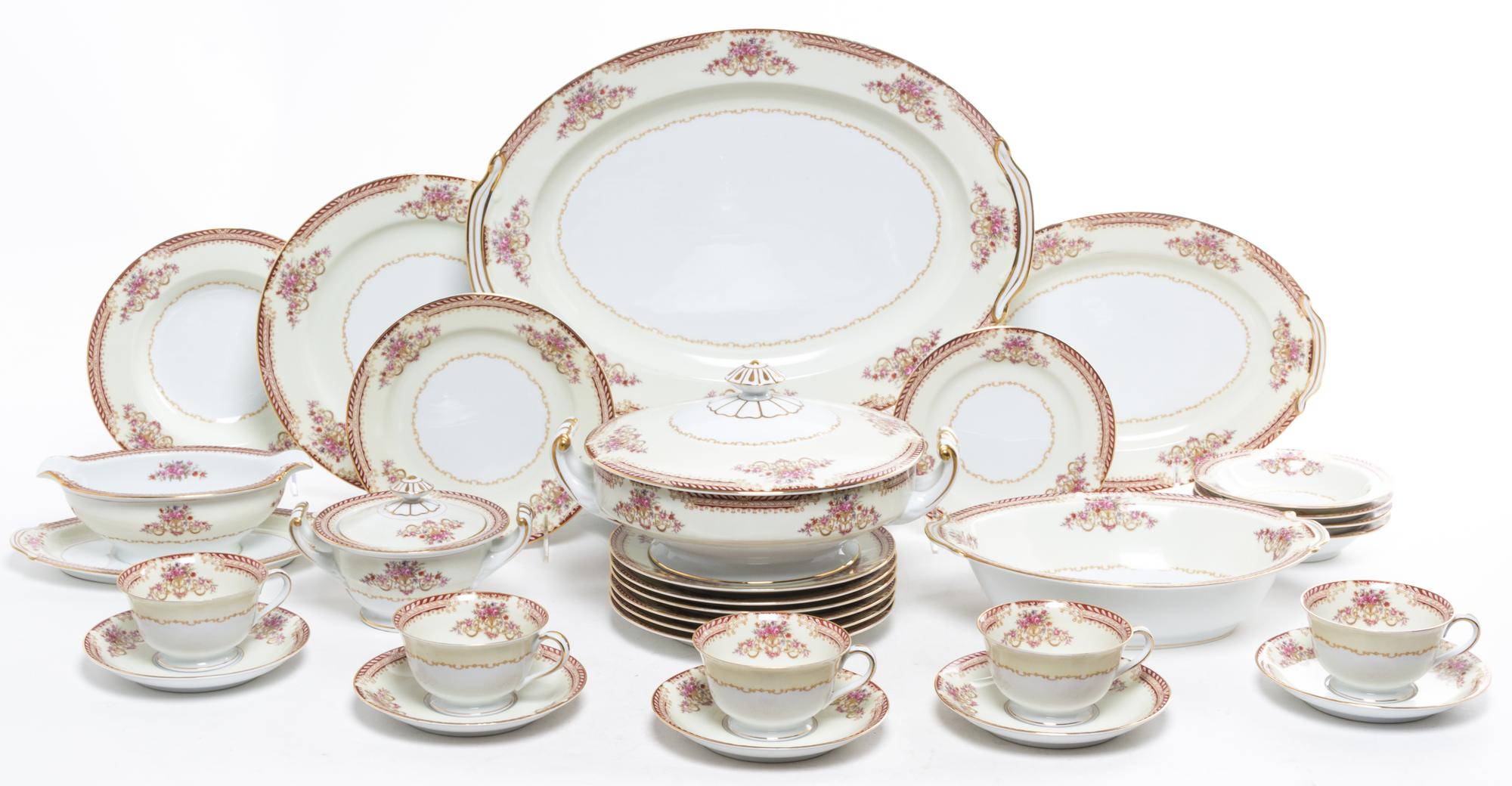 A Partial Set of Noritake Porcelain Dinnerware Diameter of dinner plate 10 inches. — LATE 20TH CENTURY